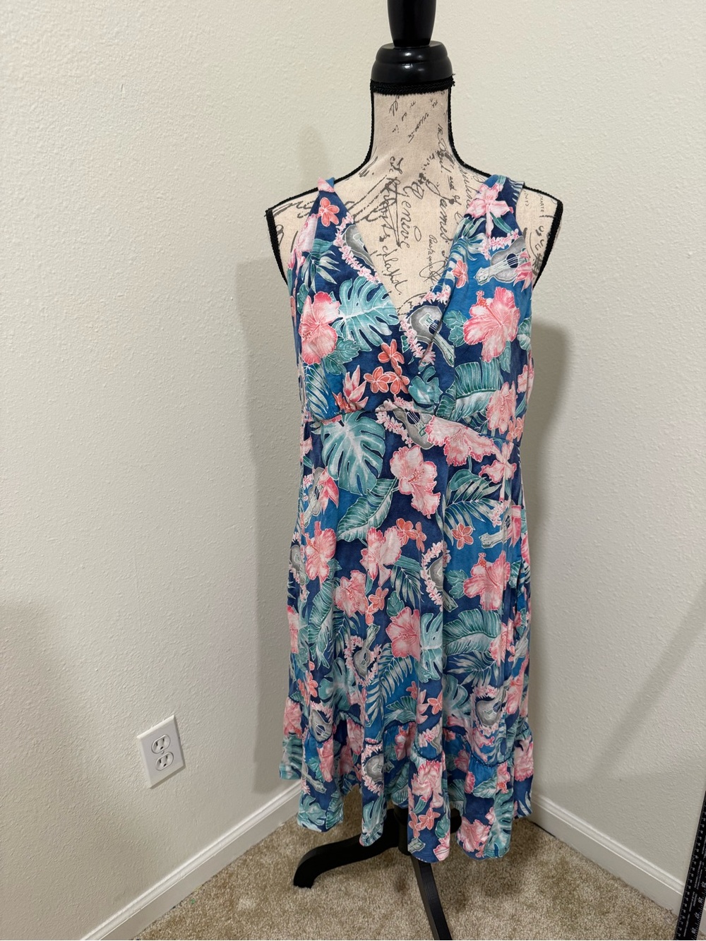 Blue Tropical Floral Sleeveless Women’s Dress Tommy bahama xl